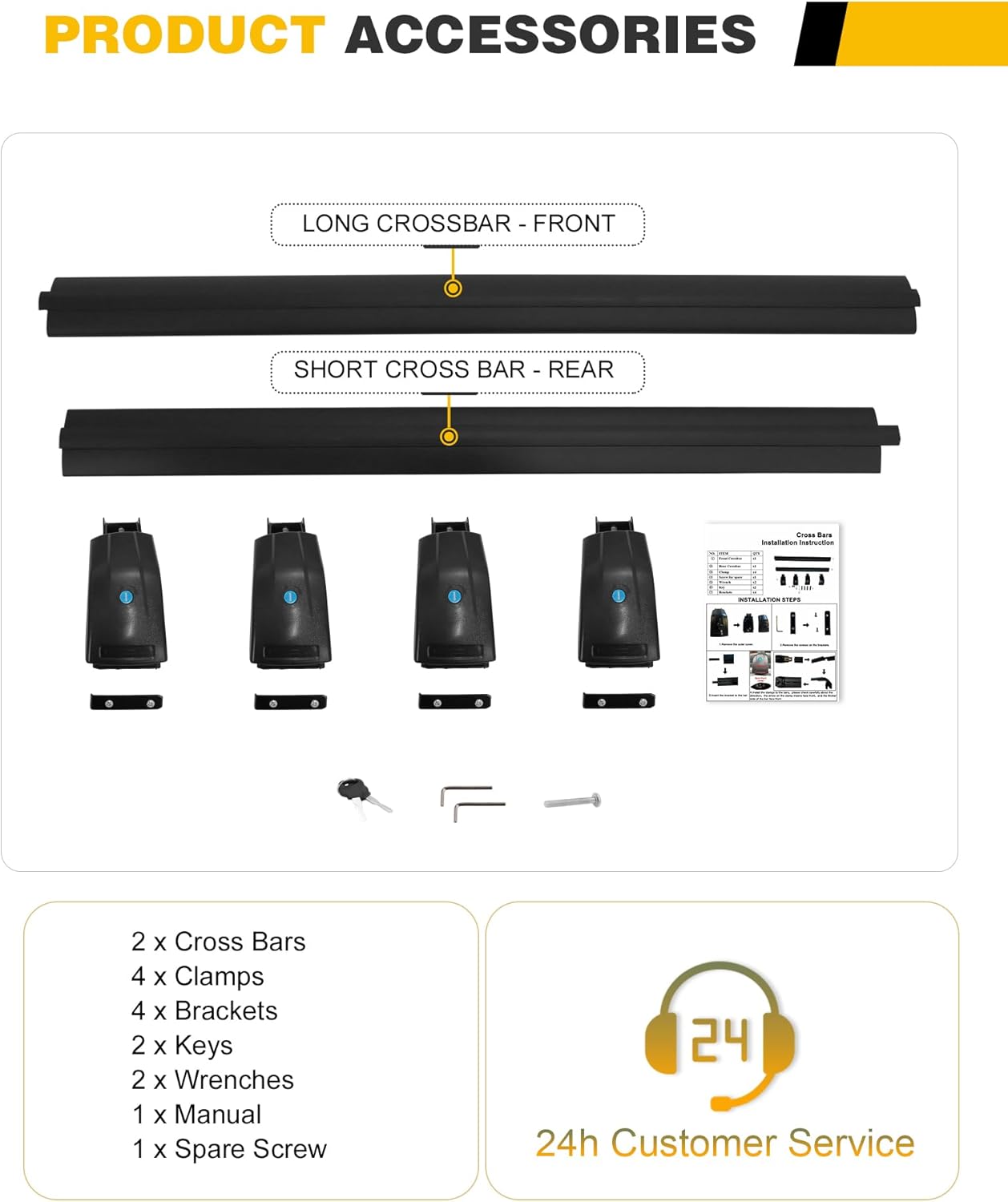 Roof Rack Cross Bars Fit for 2018-2023 Hyundai Kona & Kona N & Kona Electric Luggage Lockable Crossbars Carrier Cargo Bar Accessories (with Flush Side Rails)