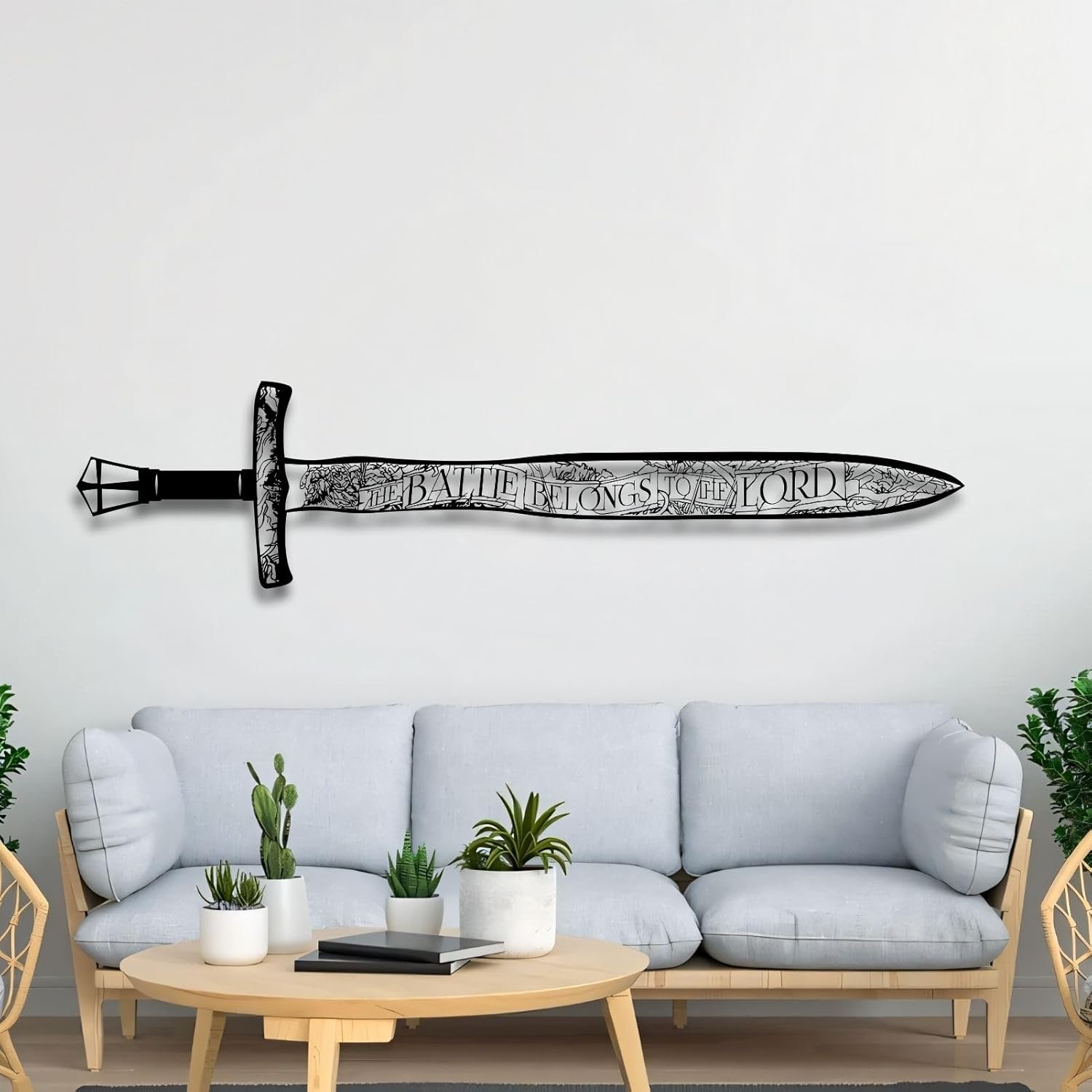 Yomleak Metal Bible Verse Wall Art, Religious Wall Decor, Modern Metal Wall Art (Black, 35.4"x8.2")