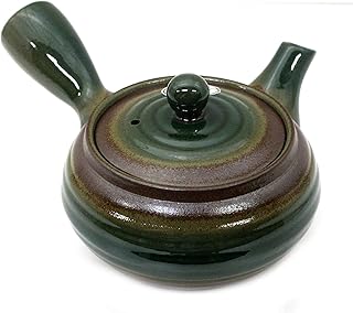 久村陶器(Hisamuratouki) 急須 緑 330ml 萬古焼 底網 急須 平型織部巻 7439