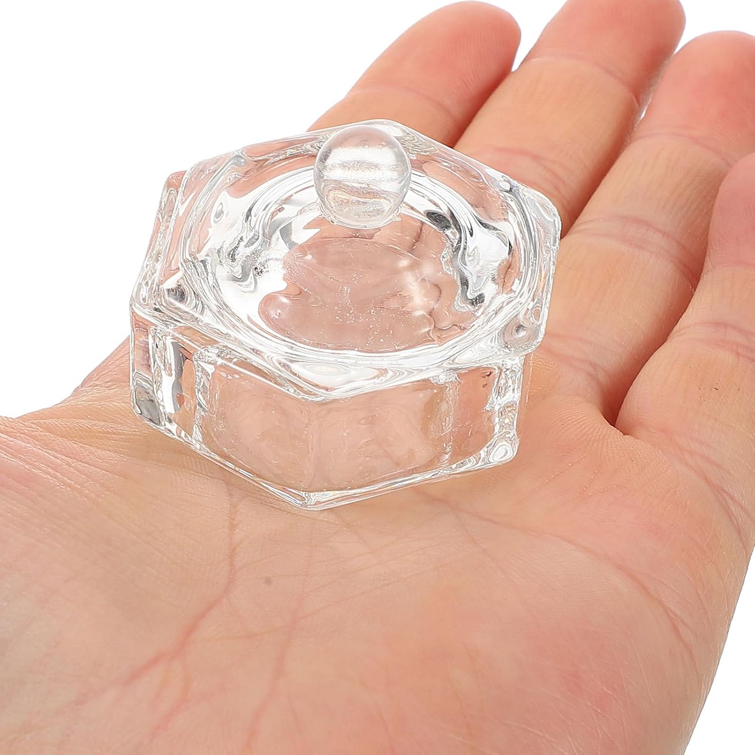 2pcs Hexagonal Crystal Glass Pen Washing Cups with Lids Multipurpose Dip Pen Holders and Cleaning Tools for Artists and Calligraphy Sturdy Glass for Brush