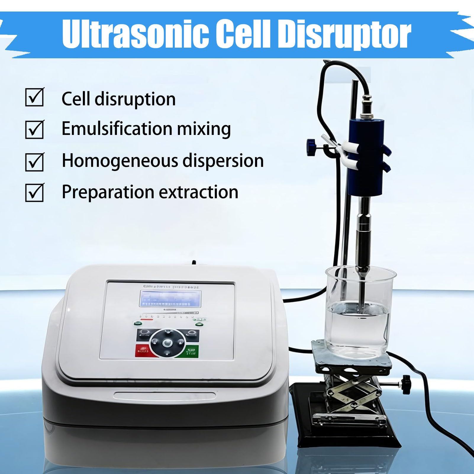 Handgeführter Ultraschall-Prozessor 800 W, Digitaler Zellaufschluss-Mixer Mit Timer (1 S–99 H) Und 2 Betriebsmodi, Für Die Emulgierung Und Dispersion Von Flüssigkeiten Im Labor 4mmprobe