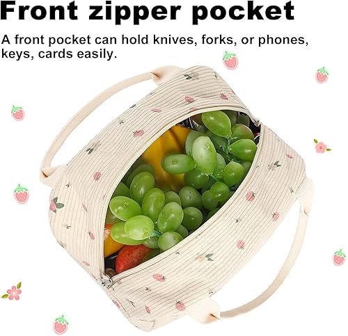Miniatura 6 de BTOOP Lonchera para mujeres y niñas, bolsa de almuerzo aislada, bonita lonchera de pana para adultos, bolsas pequeñas para el almuerzo,