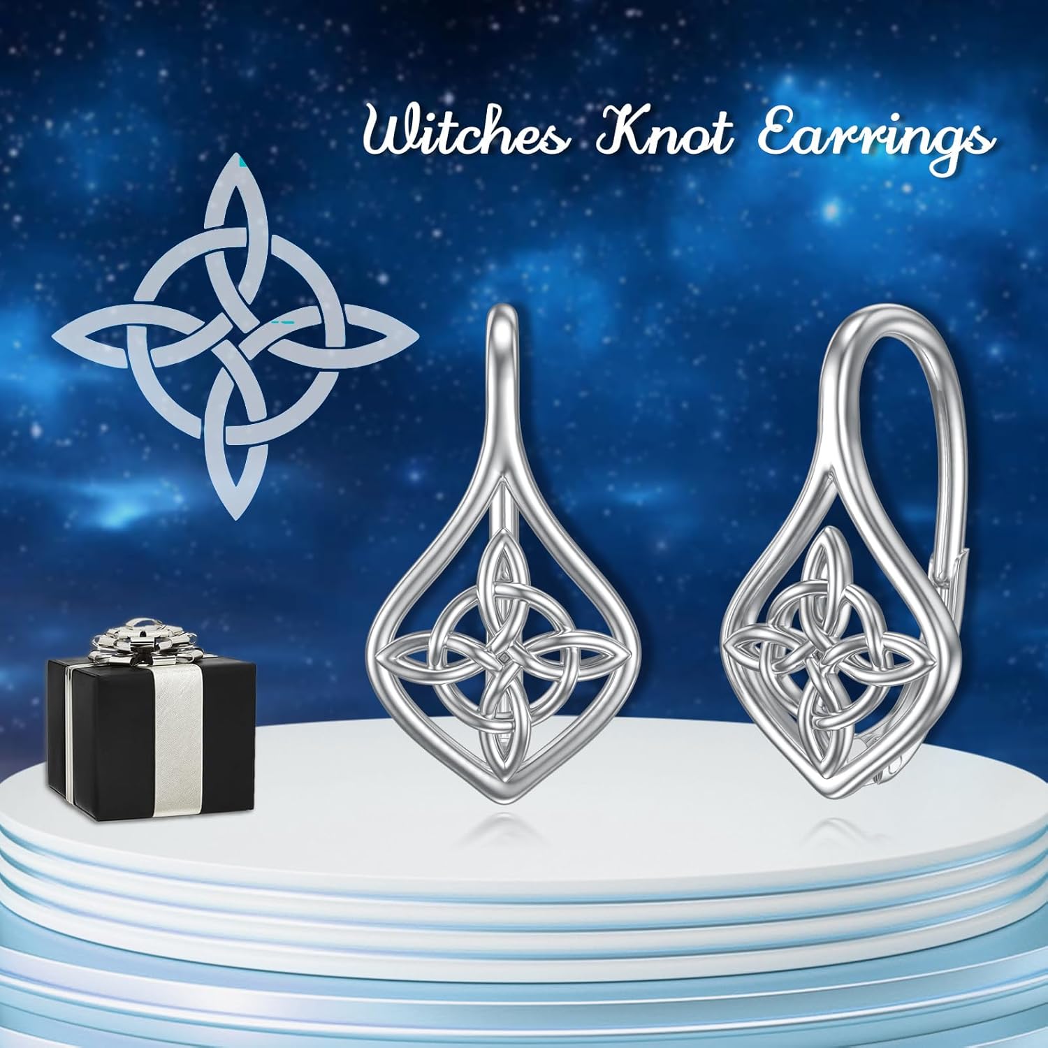 Celtic Knot Earrings Sterling Silver Trinity Knot/Witches Knot Leverback Earrings Irish Jewelry Gifts for Women - Image 6