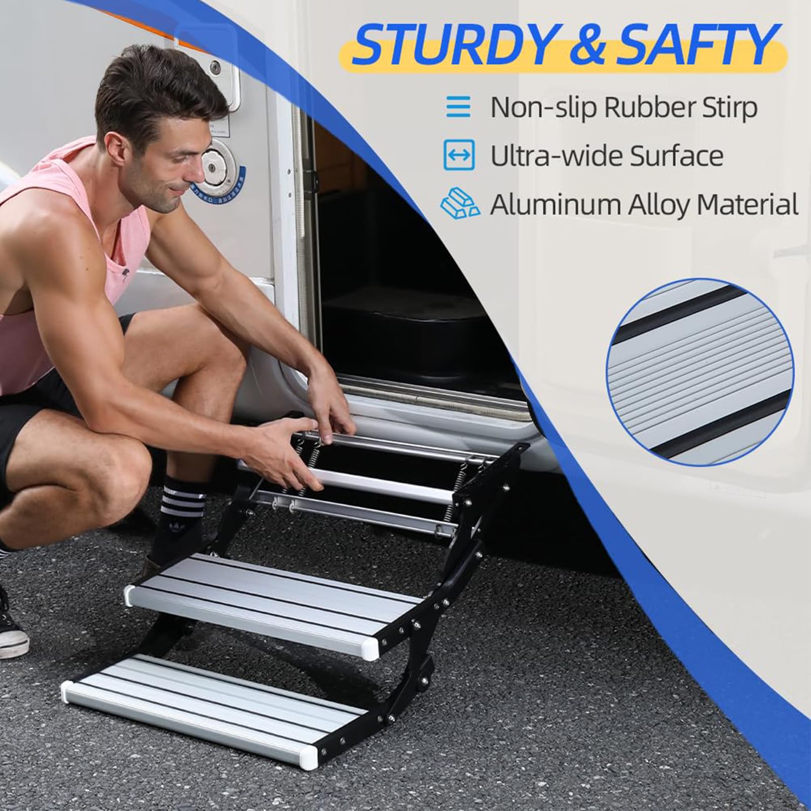Snapklik.com : RV Steps Adjustable Folding Manual Double Drop Down ...