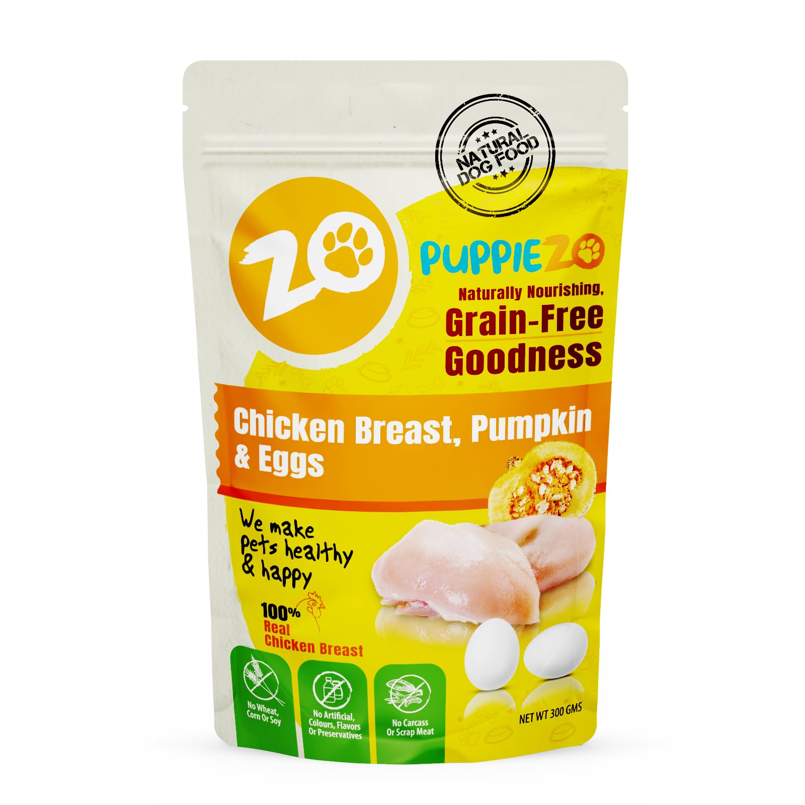 Puppiezo Fresh Dog Food (Wet Grain Free) | Chicken Breast, Pumpkin & Eggs for All Ages, Pack of 300g (B0CZRRW14M) Amazon Price History, Amazon Price Tracker