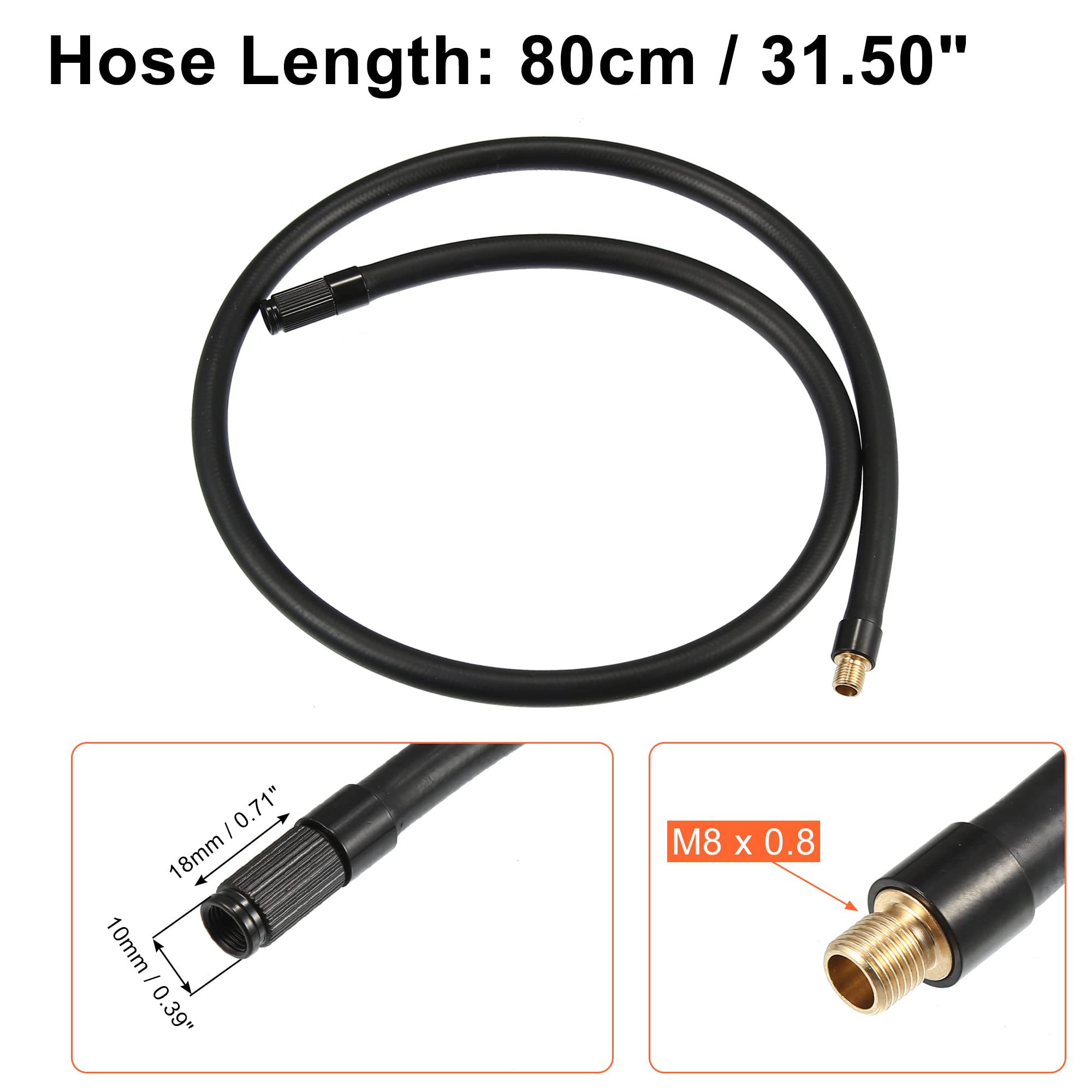 Adattatore Gonfiatore Pneumatici Auto Filettato - Tubo Flessibile 80cm, In Rame E Gomma