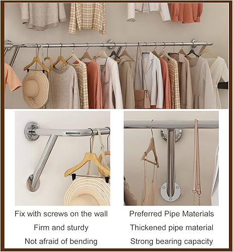 Miniatura 2 de Soporte de exhibición de la tienda de ropa de acero inoxidable Perchero de ropa, Barra de ropa simple moderna al por menor Percheros de oro,