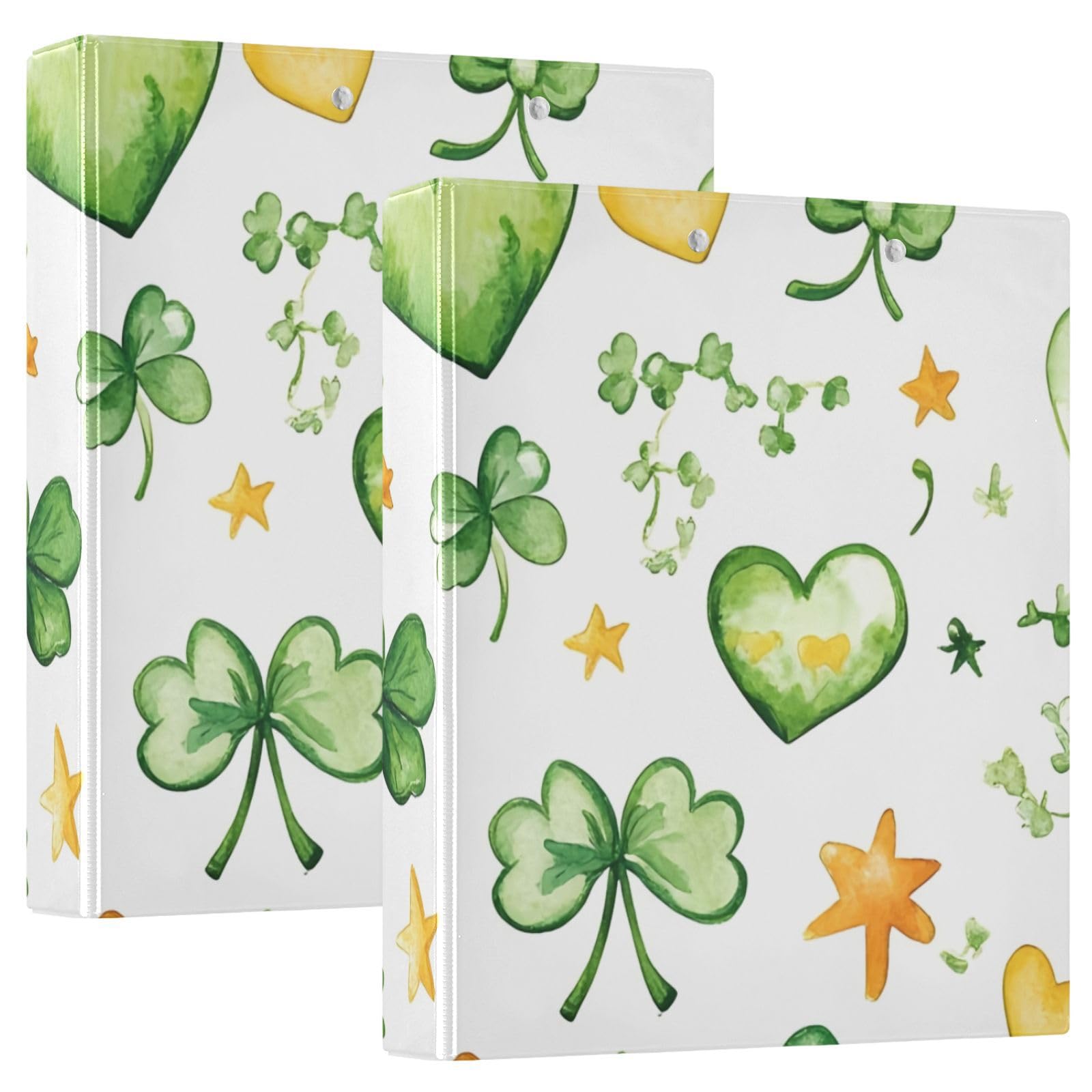 Raccoglitore a 3 anelli stampato, 3,8 cm, raccoglitore ad anelli a D con tasche, raccoglitore decorativo per scuola, università o ufficio, quadrifoglio di San Patrizio, taglia unica 2