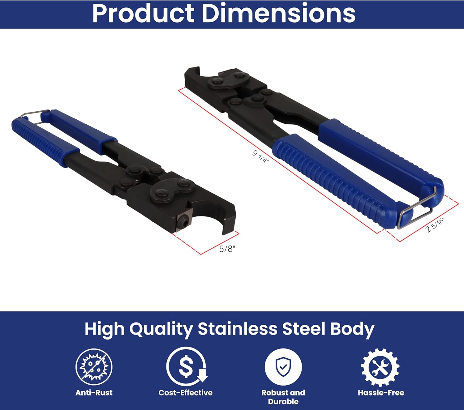 Waterline 3/4" Pex Ring Crimp Removal Tool - Pro Cutter with Powerful Grip, Stainless Steel | Non-Damaging Remover | Plumbing Copper Band Disconnect Toolkit | Remove Clamp Without Damage to Fitting