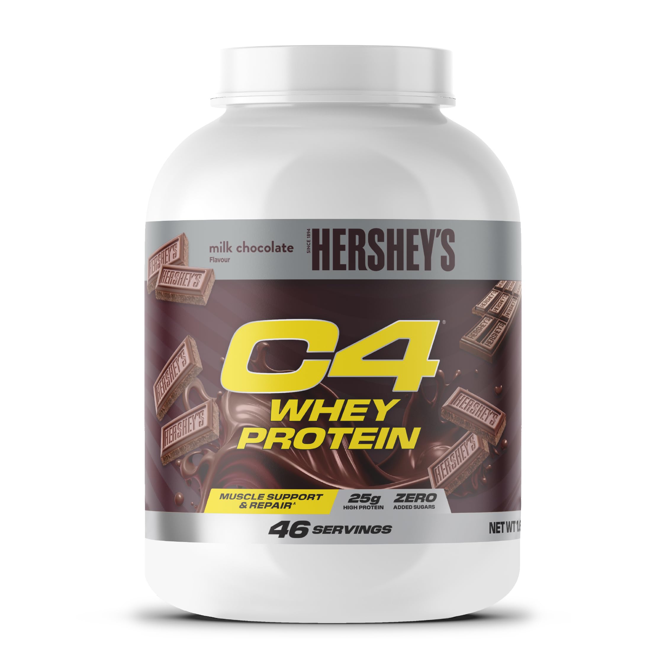 Cellucor C4 Whey Protein Powder, Hershey's Chocolate, 25g Protein, Low Sugar, Post-Workout Recovery, 46 Servings