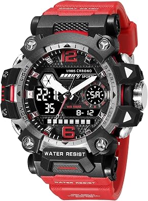 Sports Outdoor Water Resistant Military Watch, Mens Watches Tactical Analog Digital Date Alarm, Stopwatch Multi-Function Big Face with Shock Resistant for Men