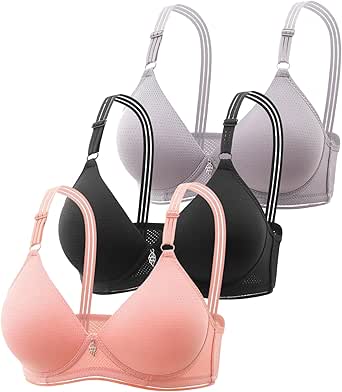 Amazon.com: Womens Bras No Underwire Full Support Pack of 3 Mesh