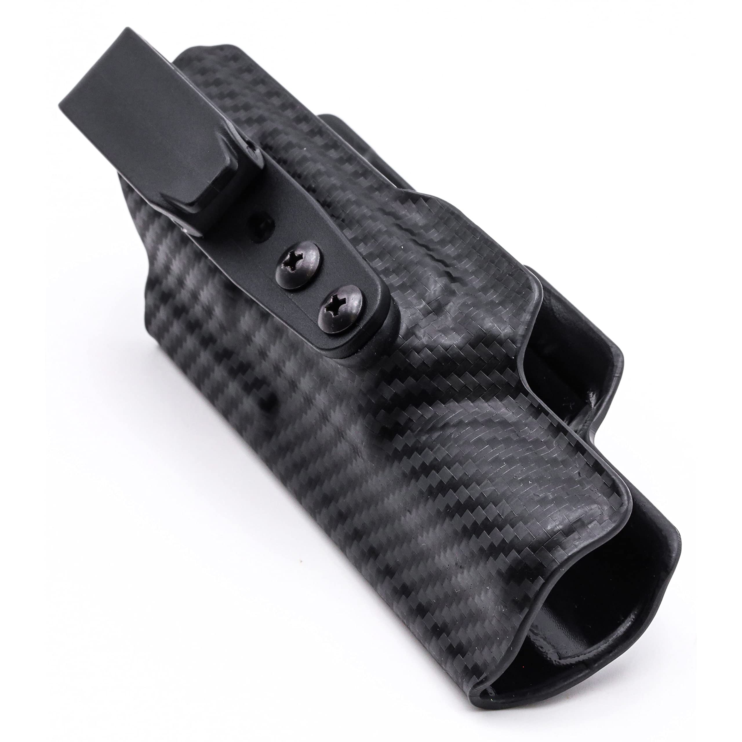 Rounded XFER Weapon Mounted Light IWB Holster - Inside Waistband Concealed Carry, American Made, Concealment Express, Carbon Fiber Black Kydex, Fits: