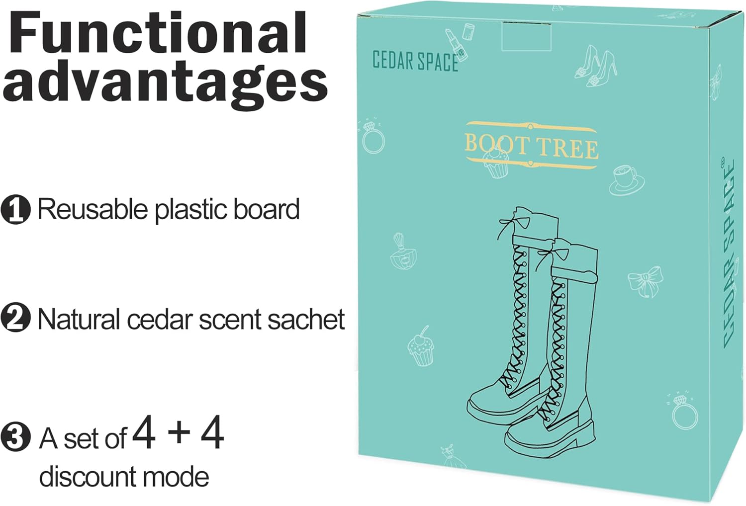 Boot Shapers for Tall Boots Women,Boot Trees Cedar Freshner,Inserts Boots Support for Women 100% Cedar Wooden Sachets Bags - Image 6
