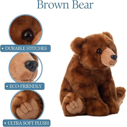 Miniatura 7 de The Petting Zoo Oso de peluche, regalos para niños, animales salvajes del zoológico Onez, juguete de peluche de oso marrón de 12 pulgadas