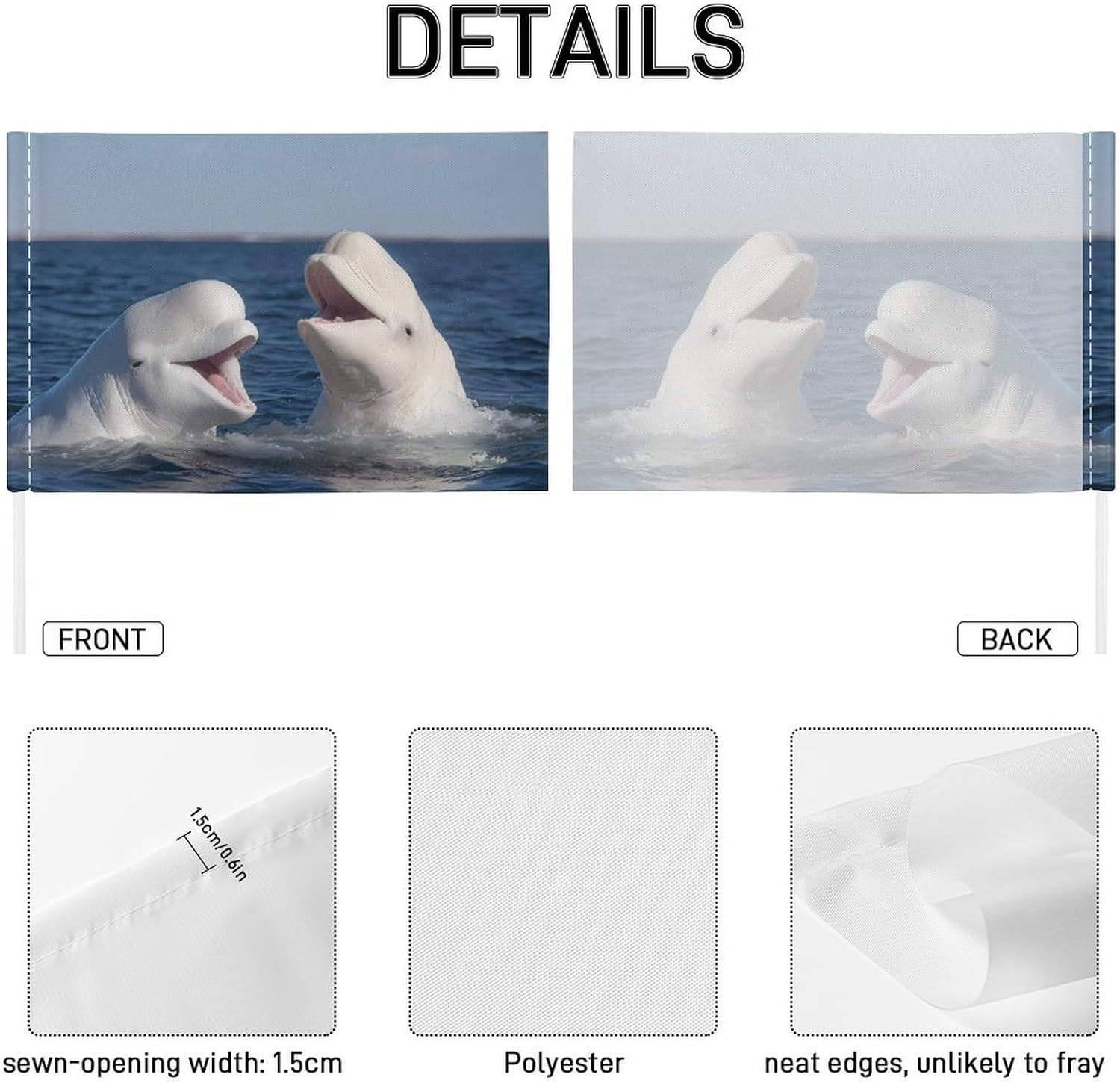 Two White Beluga-Whale Car Flag Polyester Clip Flags Mini Handheld Banners for Auto Outside Travel Decor image 3