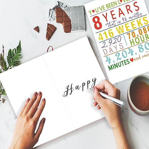 Miniatura 5 de YiKaLus Tarjeta de feliz cumpleaños número 8 para nieta hija, divertido regalo de cumpleaños de ocho años para nieto hijo, tarjeta de cumpleaños