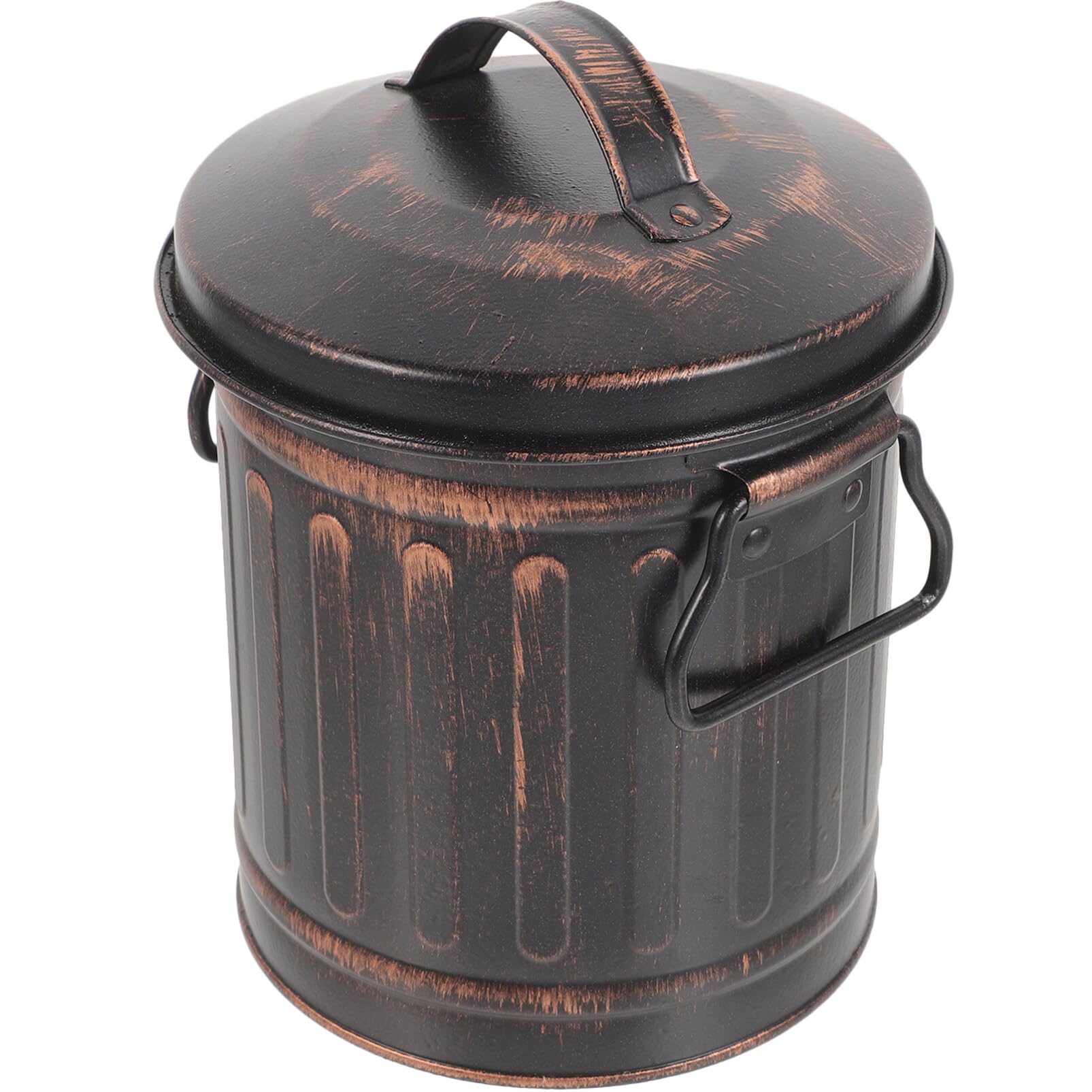 DOITOOL Secchio per la cenere del camino con coperchio, piccolo bidone della spazzatura zincato, secchio in metallo per camino, braciere, stufa a legna, 19 x 14 cm