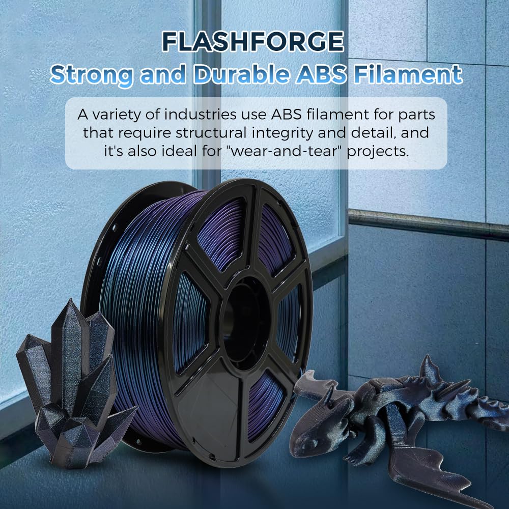 FLASHFORGE Filamento ABS da 1,75 mm, filamento Chameleon ABS color Burnt Titanium, cambia colore con la luce e gli angoli, Filamenti per stampante 3D forti e resistenti al calore, Bobina da 1 kg