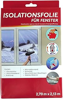 Isolationsfolie für Fenster Transparent 2,79 x 2,13 m inkl. Klebeband Isolierfolie Wärmeschutz Fensterfolie Isofolie