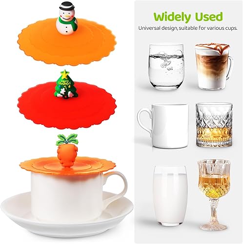 Miniatura 5 de Luxshiny 8 tapas de silicona para tazas, fundas herméticas para tazas de café, tazas de café, tapas de taza de bebidas, tapas de silicona