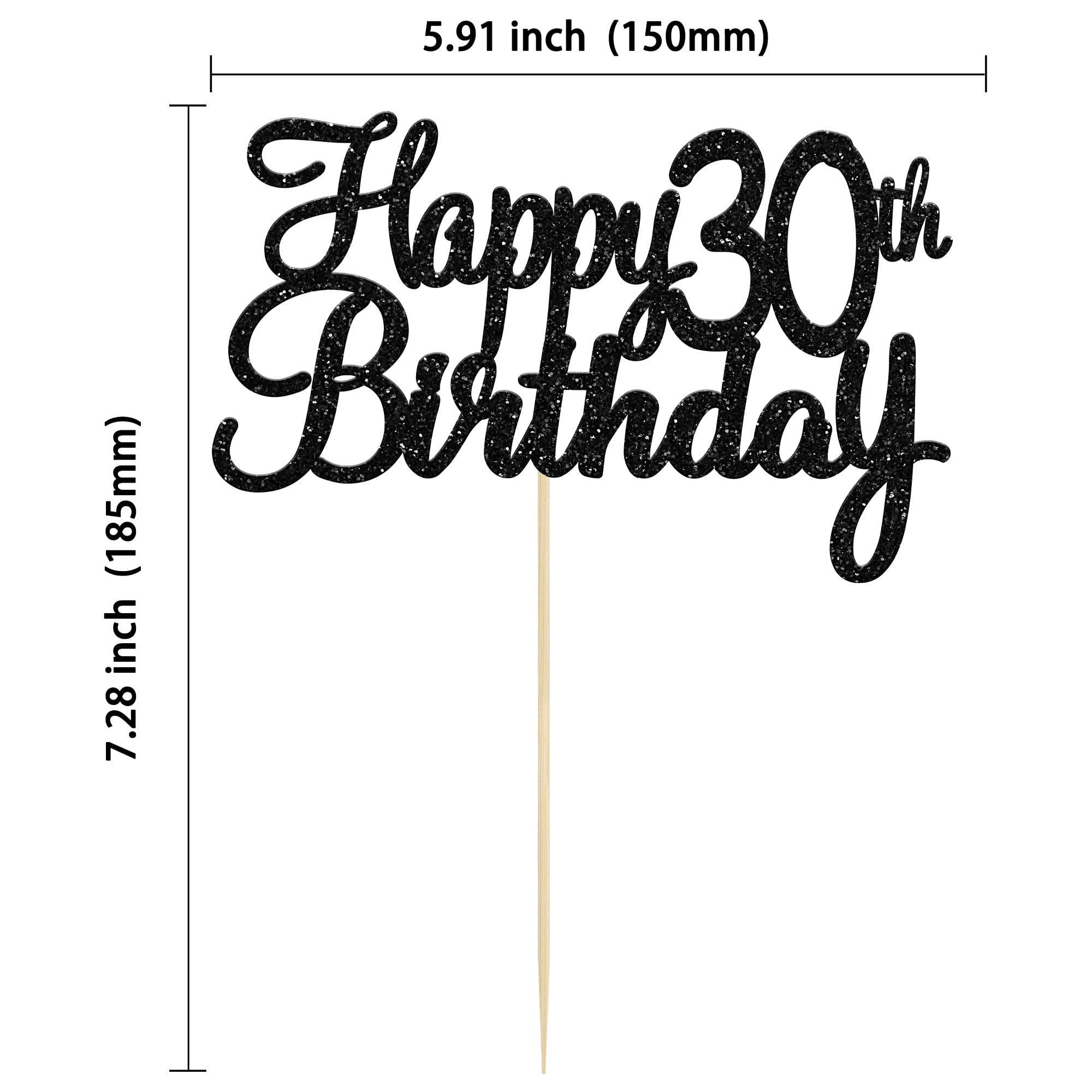 Gyufise 30-teiliger Rockmusik Tortenaufsatz – Happy Birthday Mit Klavier, Gitarre & Musiknoten – Glitzer Kugeln – Schwarz-weiß-silber – Partydeko Für Musiker
