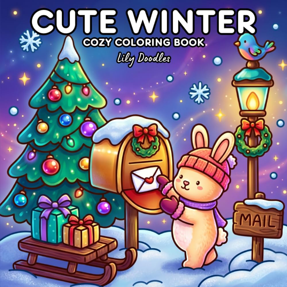 Cute Winter: Cozy Coloring Book for Teens and Adults — 60 Relaxing Winter Scenes with Adorable Animals for Calm and Comfort