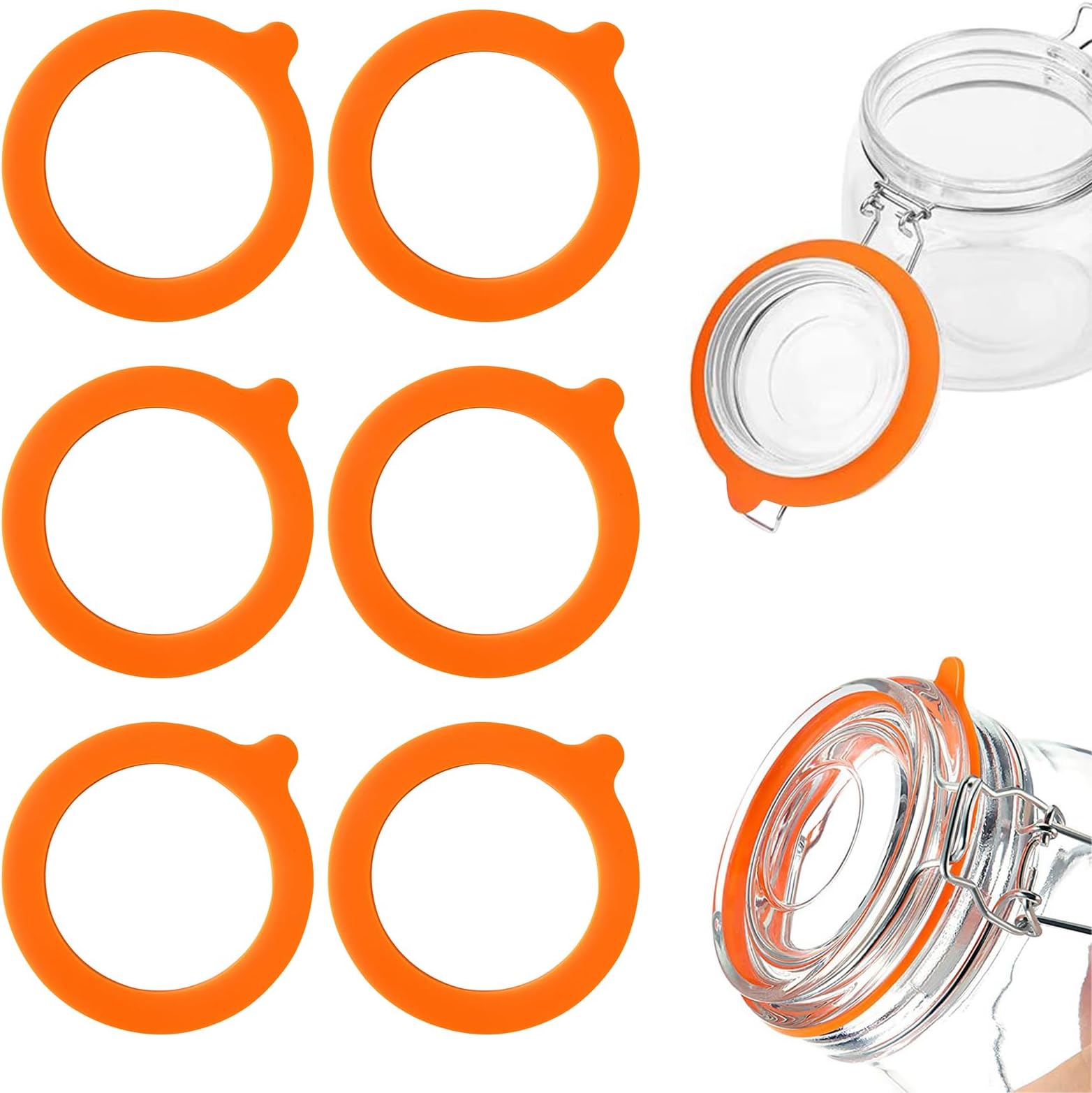 Silicone Jar Gaskets Seals, 6PCS Replacement Silicone 2.75 Inch Seals Replacement Rubber Seal Airtight Leakproof Replacement Rubber Seals for Mason Storage Jars Glass