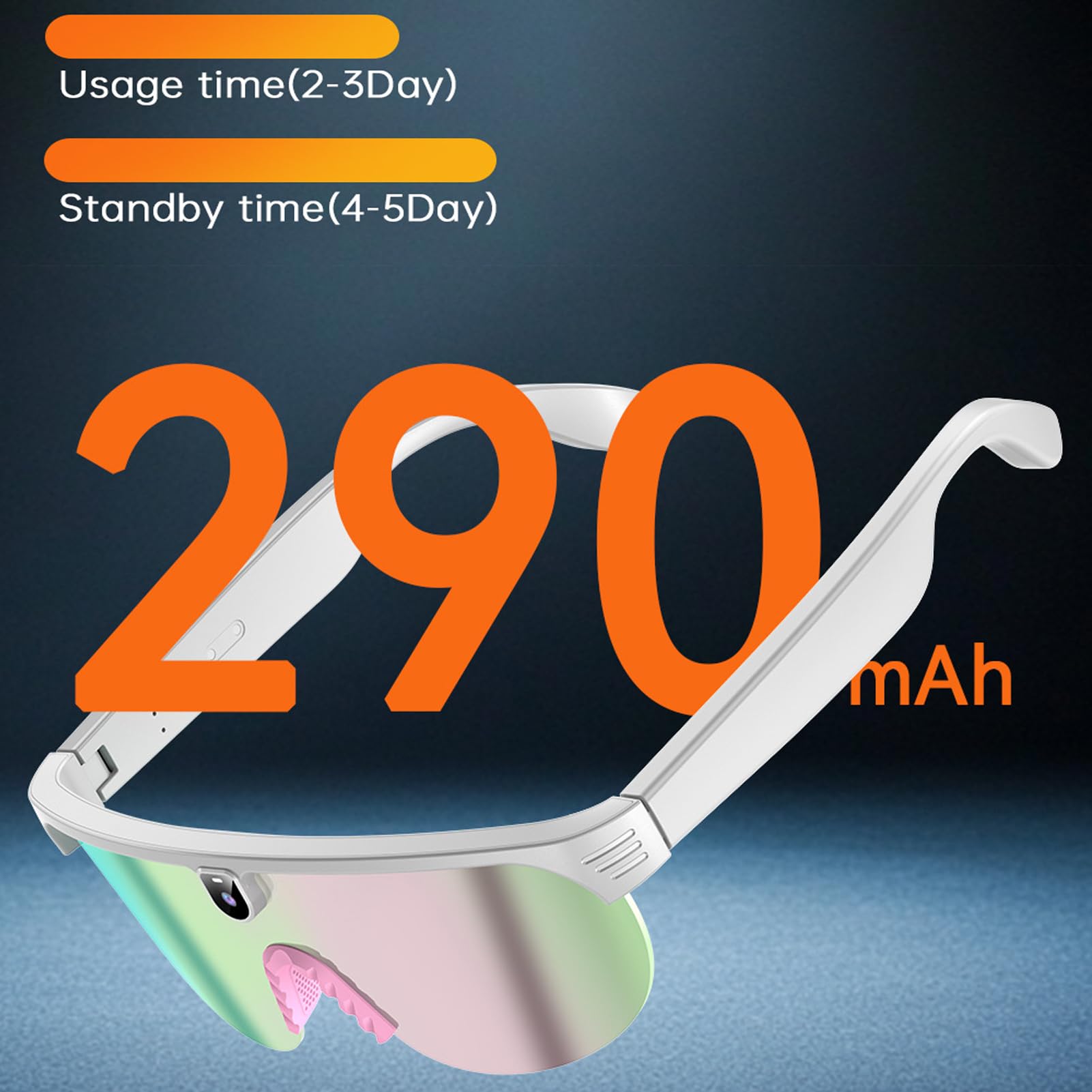 Lunettes de cyclisme - Vélo connecté avec caméra intégrée, réduction du bruit et protection UV | Lunettes de soleil sans fil pour jeunes, adolescents, hommes, garçons, filles, femmes, sports