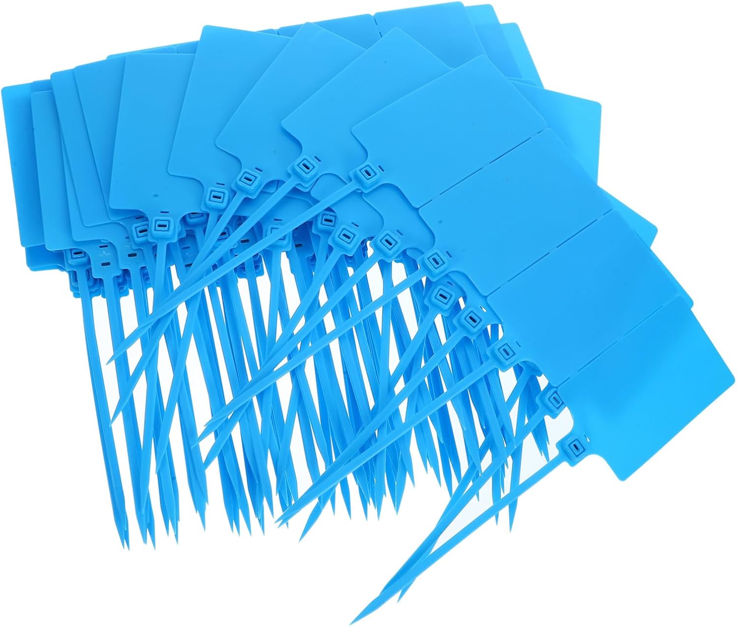 NUOBESTY 100pcs Blue Plastic Luggage Labeling Tags with Cable Strings 5.8×100mm Shipping Tags for Industrial Packaging and Shipping Supplies
