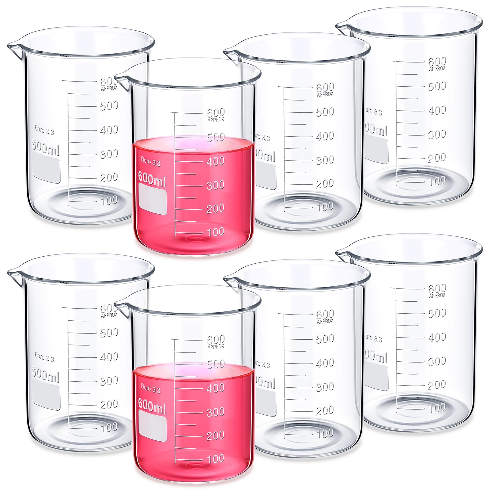 Relaxweex 8 Pcs Glass Lab Beaker 500ml, Borosilicate Low Form Spout — Amazon image 10