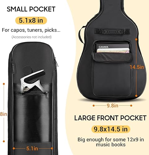 Miniatura 19 de CAHAYA - Funda para guitarra (acolchada, impermeable, doble correa ajustable, con gancho para la espalda)