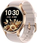 aeac Smart Watch for Women, AMOLED Ultra-Clear Screen Activity Trackers with Heart Rate/Sleep/SpO2 Monitor, Waterproof Fitness Smartwatch for iPhone/Samsung/Android（Pink Gold）