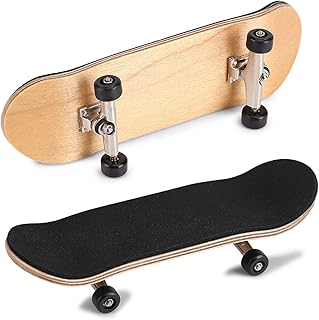 Hapivida Fingerboards, 3.78 x 1.1 inch Finger Skateboards Maple Wooden Alloy Fingerboard Finger Skateboards with Box Reduce Pressure Kids Gifts(Black)