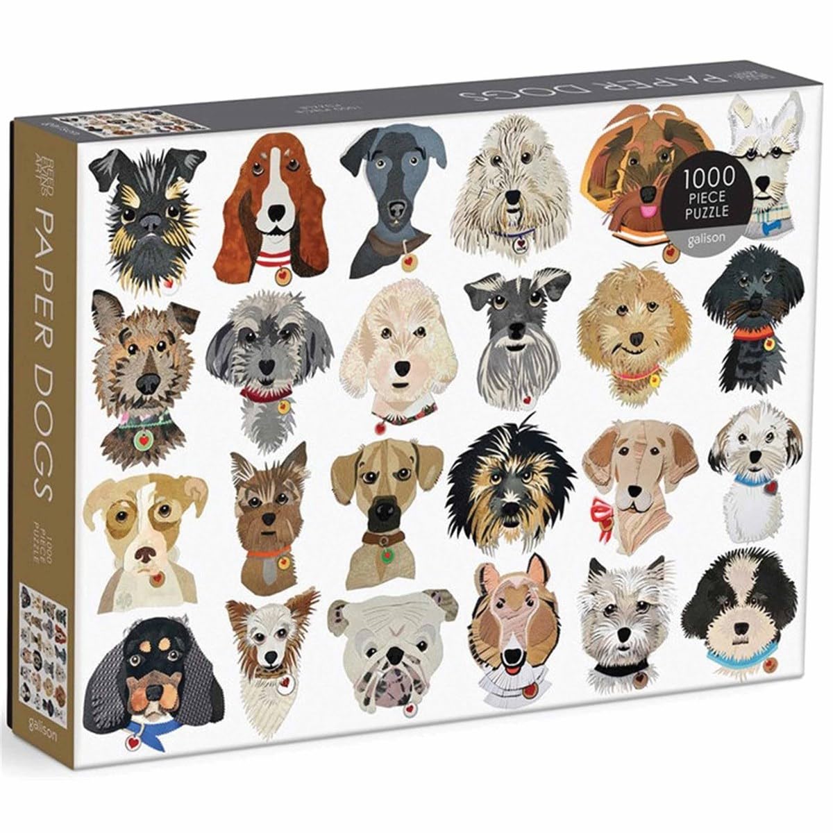 Galison 9780735371941 Paper Dogs Jigsaw Puzzle, Multicoloured, 1000 Pieces