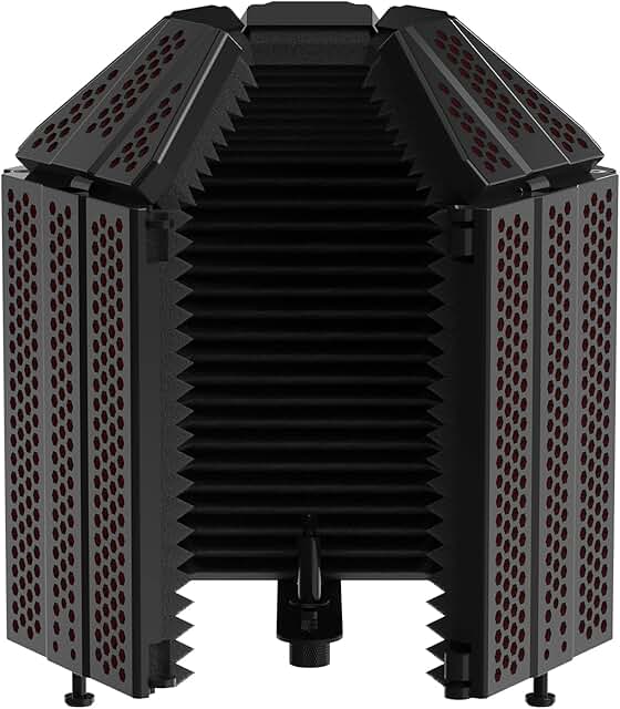 XTUGA Recording Microphone Isolation Shield with Pop Filter,High Density Absorbent Foam to Filter Vocal,Top Enclosed Folda...