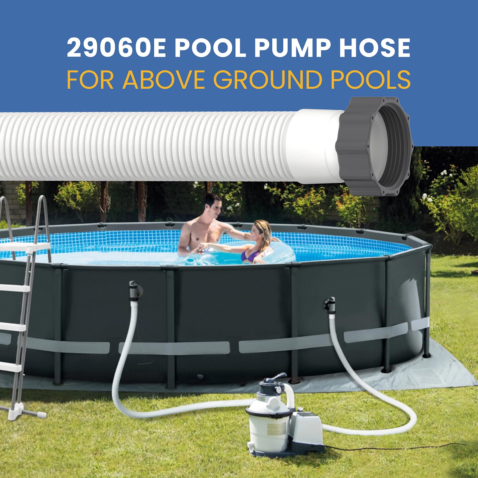 Lot de 2 tuyaux de rechange pour pompe de piscine Intex 29060E et systèmes d'eau salée, 150 cm de long