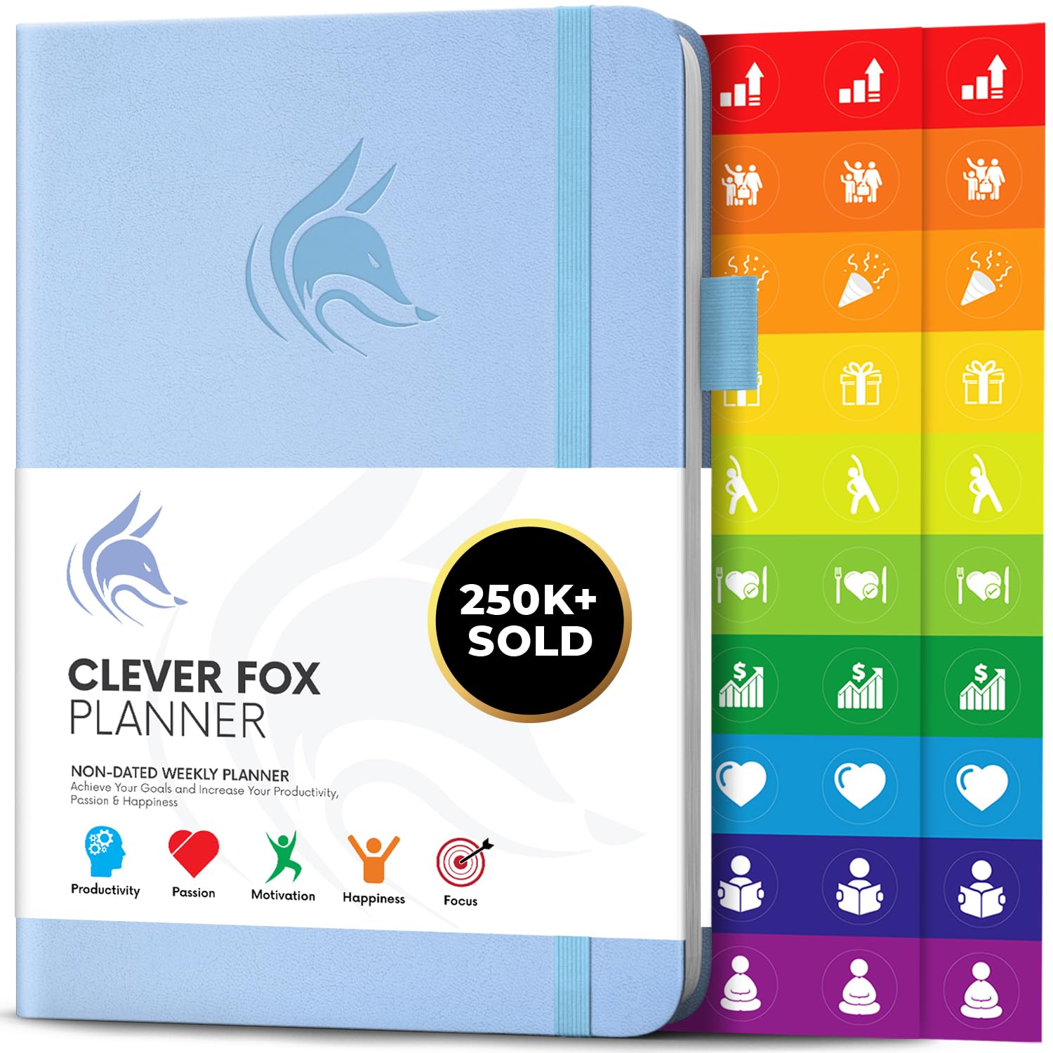 Clever Fox Planner – Undated Weekly & Monthly Planner for Productivity, Time Management & Goals – Organizer Journal – A5 (Periwinkle)