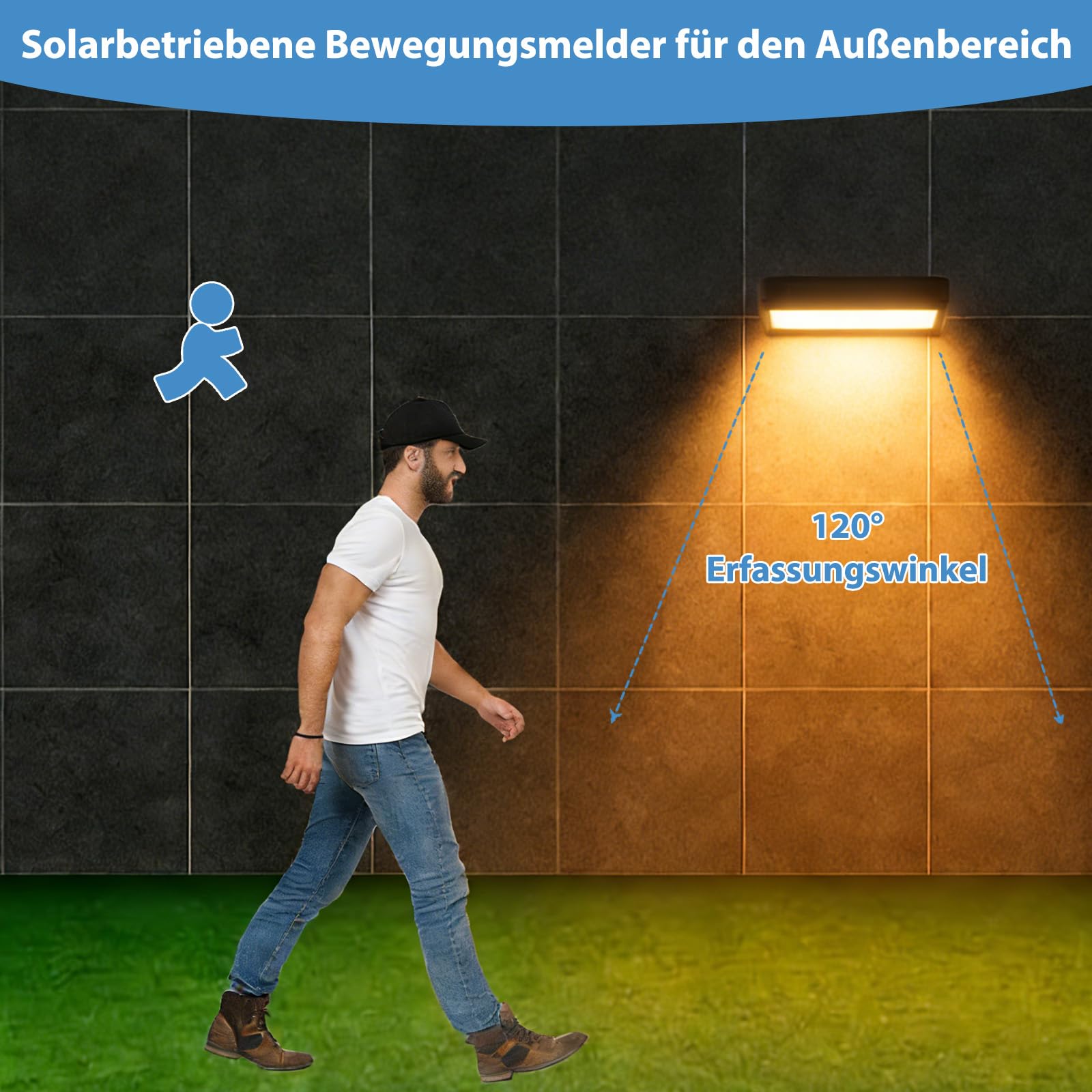 Justup 2 luci solari magnetiche per esterni, con sensore alimentate tramite USB, con supporto girevole a 360° e 3 modalità, luci solari da giardino, per recinzioni, campeggio, giardini