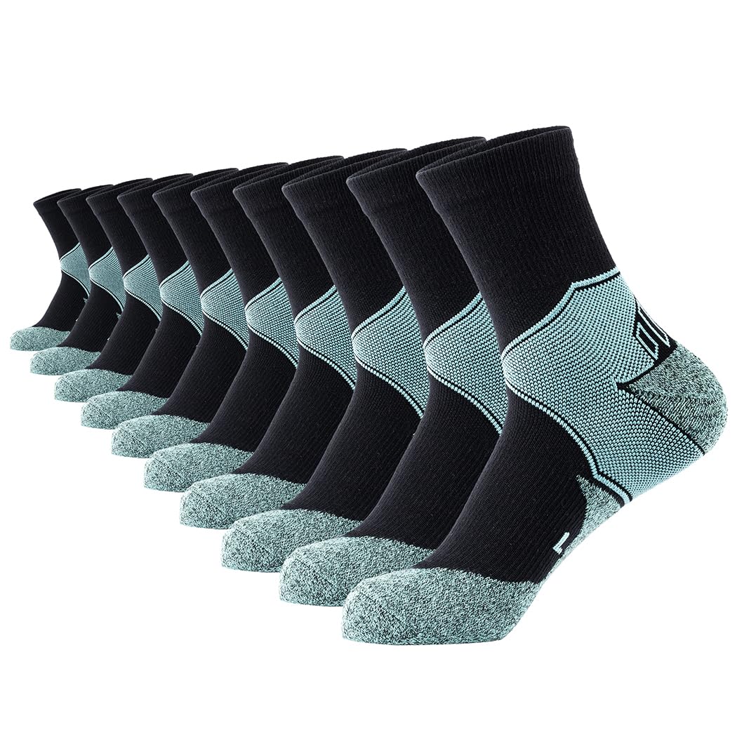 Photo 1 of **ONLY 2 PAIRS***GLENMEARL Womens Crew Work Cotton Socks,Thick Padded Cushioned Warm Calf Boot Socks 5-Pack,Moisture Wicking Athletic for Hiking Running Cycling Workout Walking Sports Travel Gym Green Size 9-11