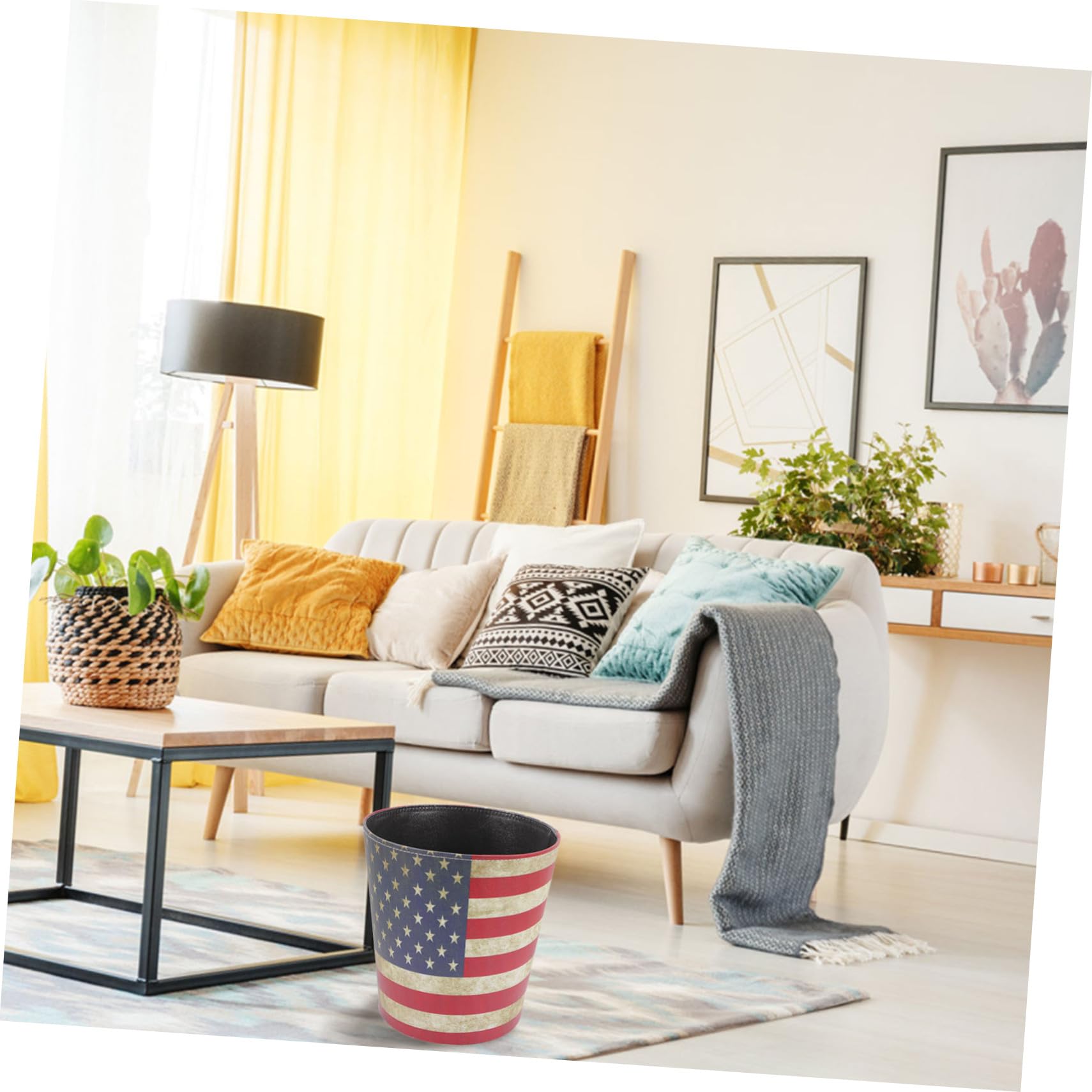 INOOMP Cestino per Rifiuti in Stile Retrò Secchio Carta Straccia in Pelle Pu Resistente, Contenitore Portaoggetti Multifunzione da Ufficio e Casa senza Coperchio, Design Spesso