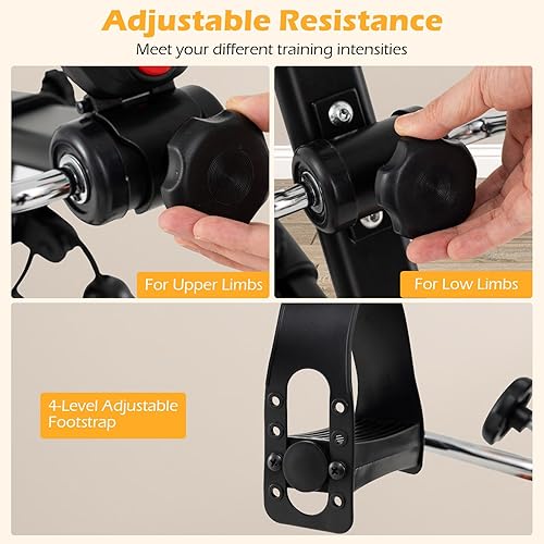 Miniatura 3 de GYMAX Ejercitador de pedales, bicicleta, brazo, pierna, rodilla, terapia física, equipo de fitness, bicicleta de ejercicio para el hogar con monitor