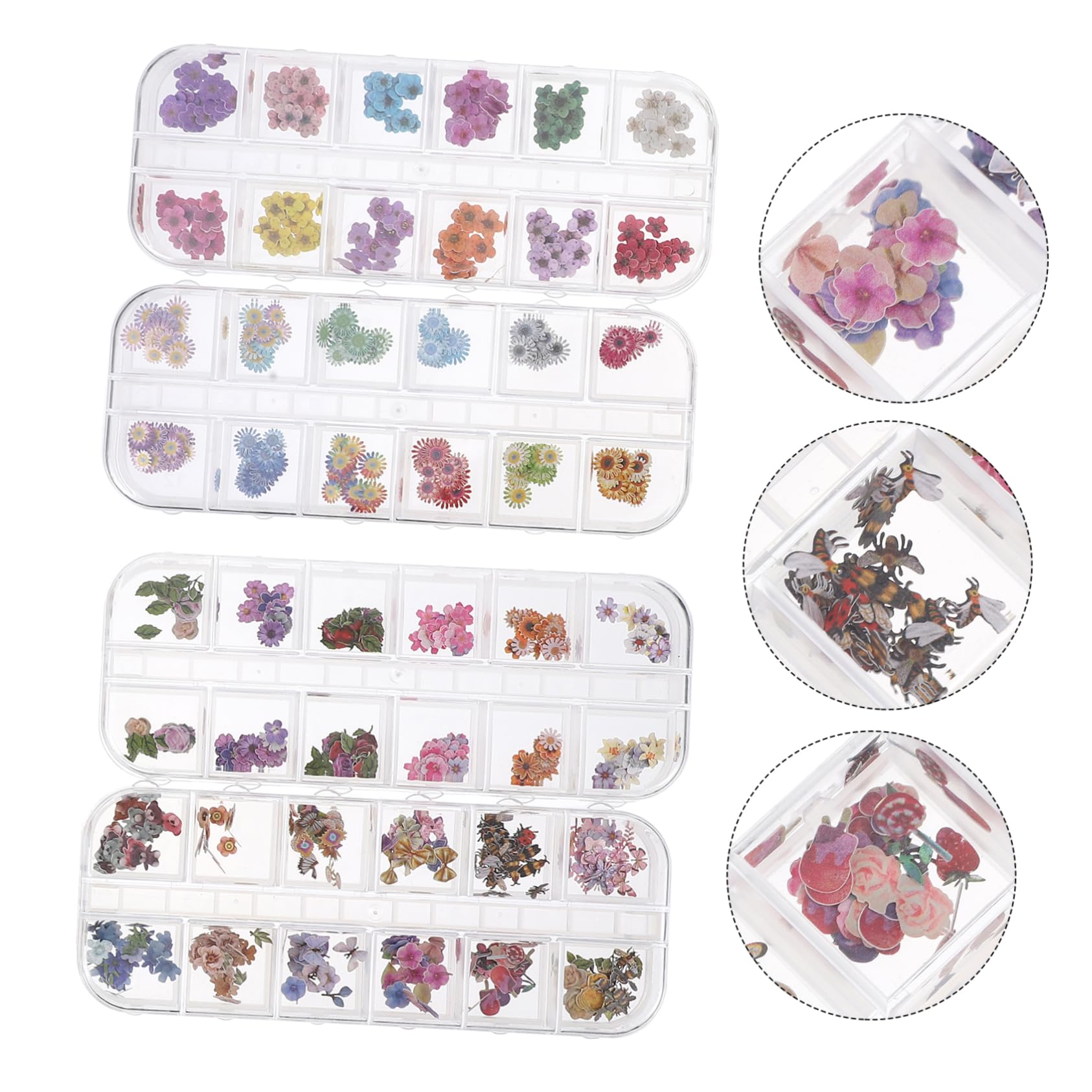 2 Series Pegatinas De Flores Margarita Para Uñas Decoración De Manicura De Madera De Cajas De Adornos Para Nail Art Para Diy Y Profesional 4 Cajas*2