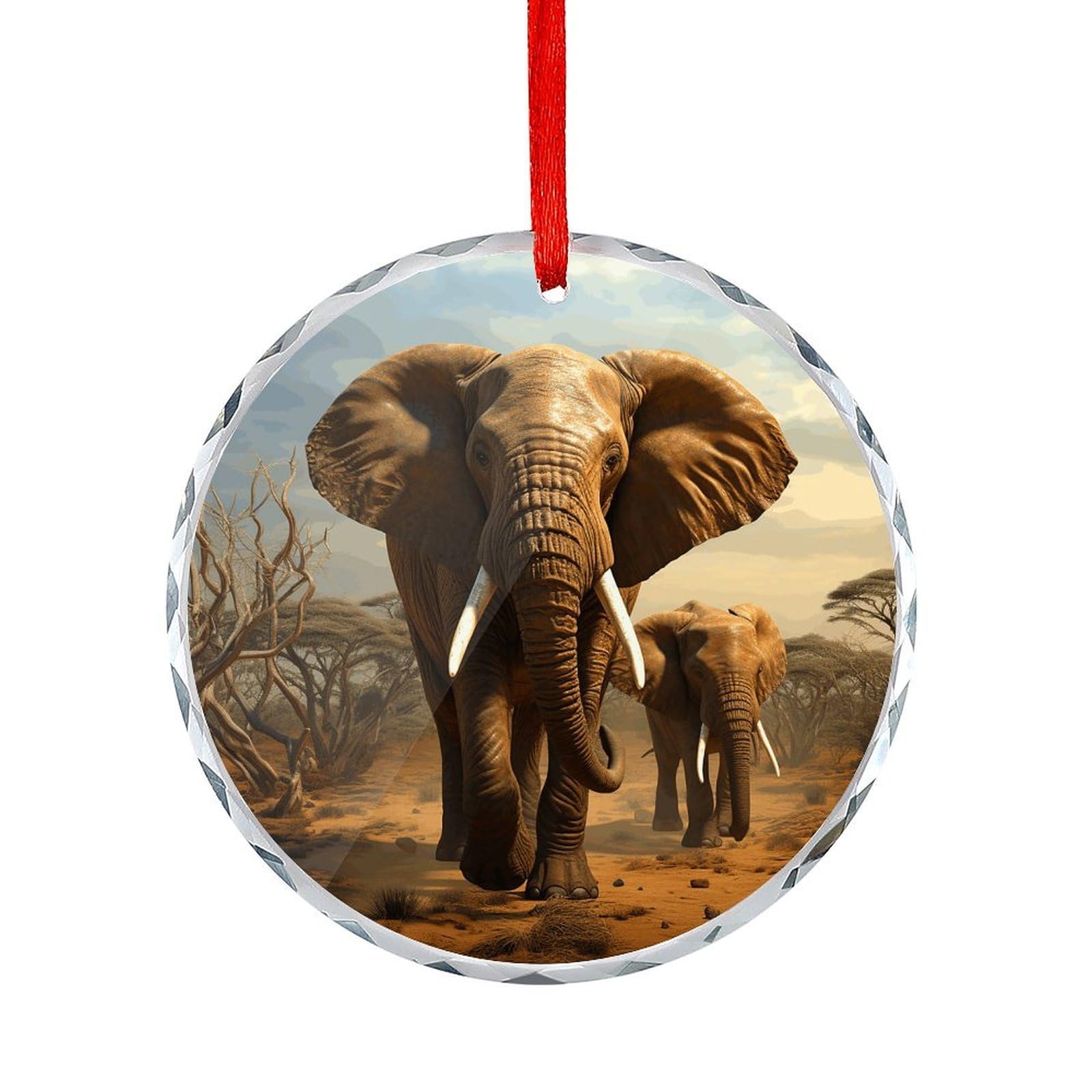 Fodpand Women's Style Elephant Animals Round Glass Ornament Keepsake Gift Exchange Ideas Car Decor,Christmas Ornaments For Tree Window Garden Ornaments