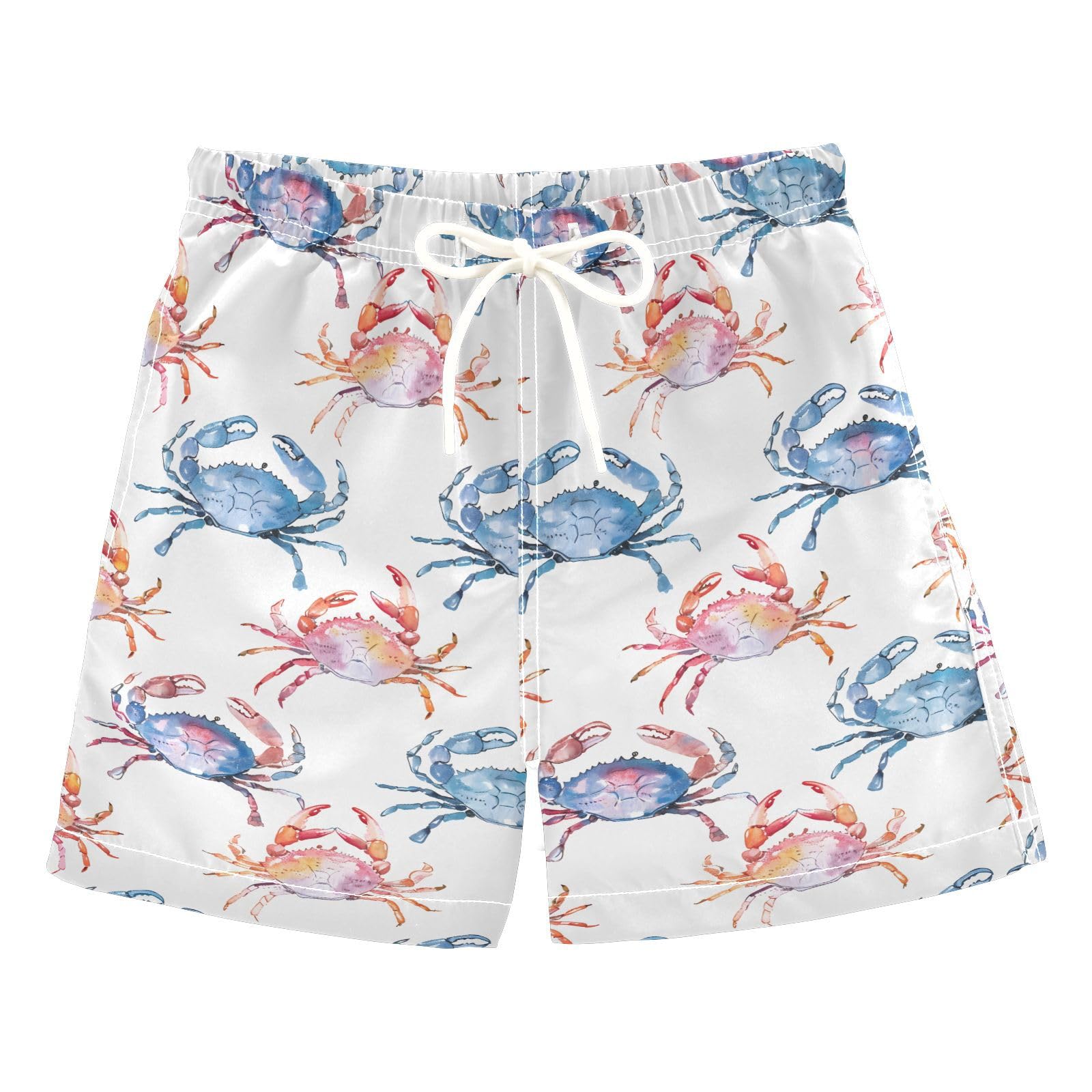 ALAZA Colorful Crab Watercolor Boys Quick Dry Beach Board Shorts Kids Swim Trunks Bathing Suit Swimsuit 2T
