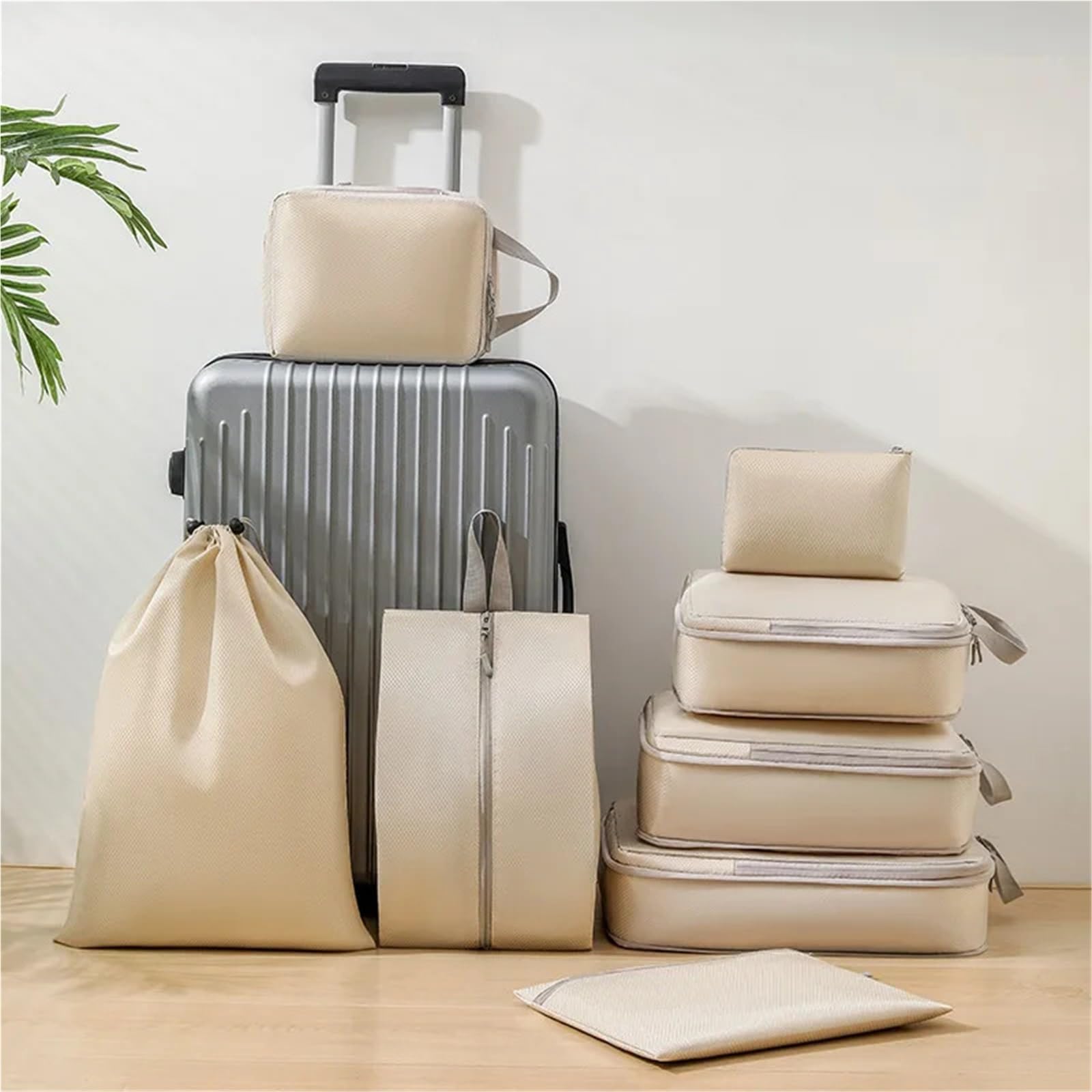 Borsa da viaggio con cubi di imballaggio comprimibili, pieghevole, impermeabile, in nylon, portatile, organizer for borsa e bagaglio Organizer per valigie(Gray)