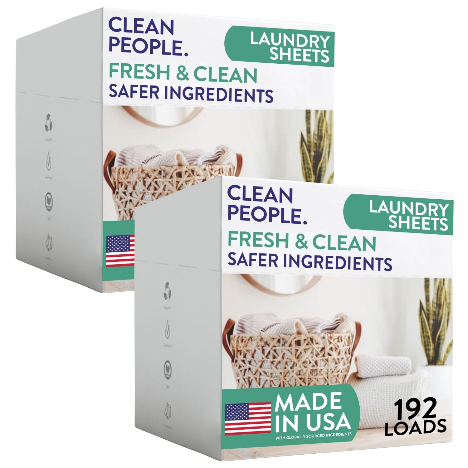 The Clean People Waschmittelblätter, hypoallergene Waschseife, ultra-konzentriert, recycelbare Verpackung, Fleckenbekämpfung, frischer Duft, 384 Stück