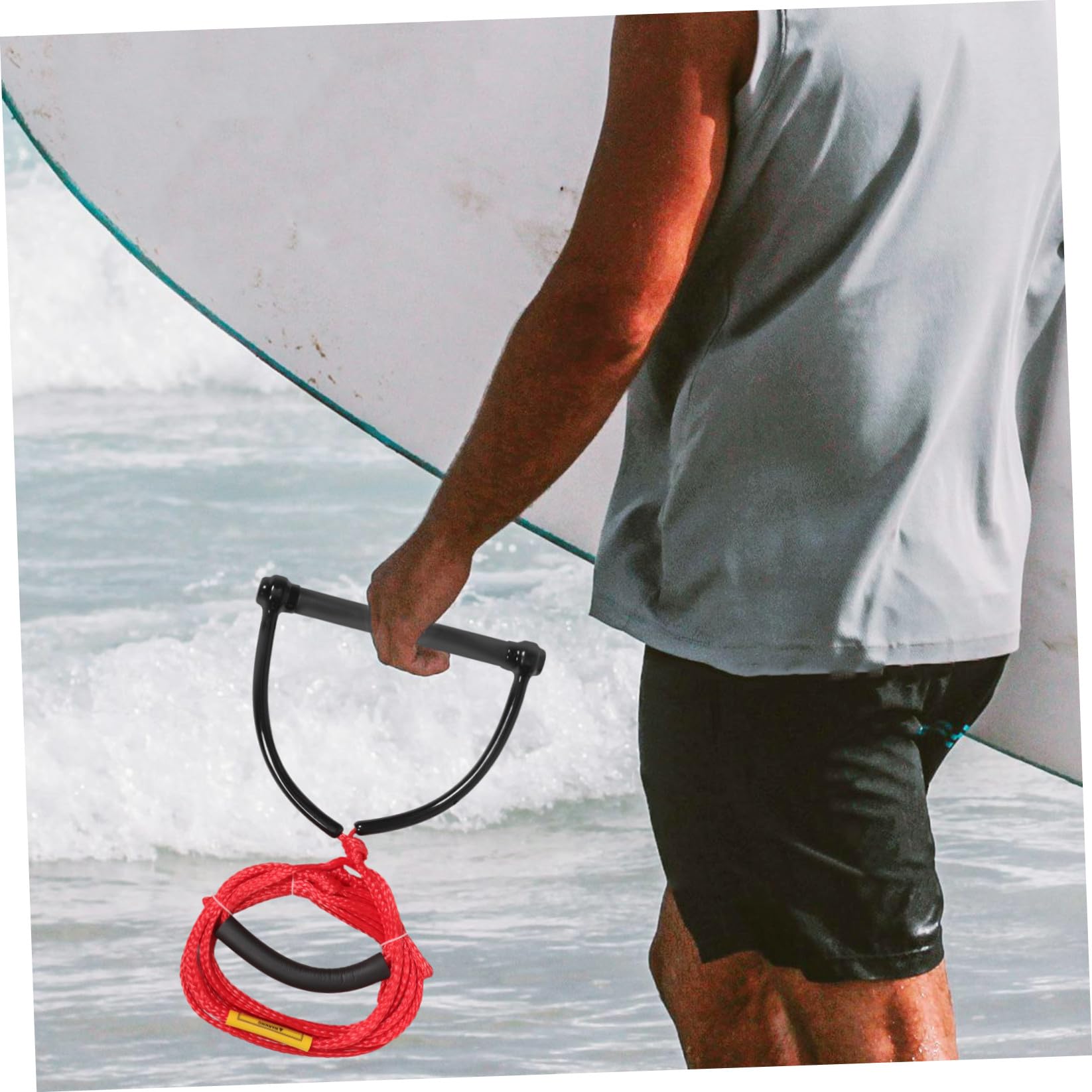 Hemobllo Corda per Sci Nautico Impugnatura Comoda Resistente all Abrasione in Pp, Corda Portatile per Wakeboarding e Tubing Rossa