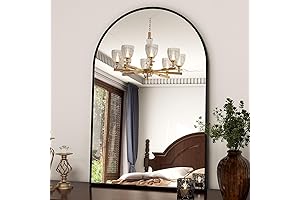 24"x36" Black Arched Mirror Above Dresser