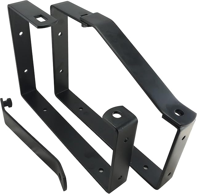 Keypak 2 Pack Universal Lockable Wall Ladder Rack Brackets Secure Storage, Black, 170x235x30mm